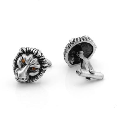 Ancient silver domineering lion eyes condensed citrine cufflinks business high-end classic wild shirt men's animal cuff nails