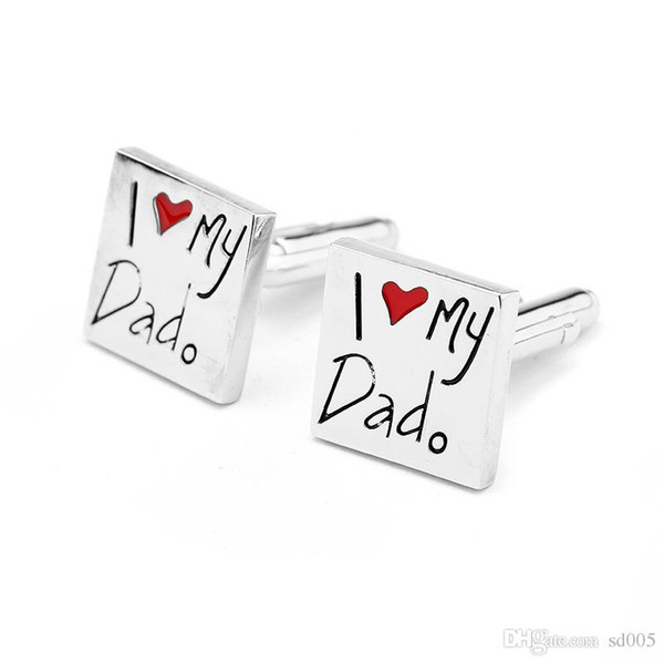 1pair Cute Mini Sleeve Button Enamel Design I Love My Dad Theme Cufflinks For Father Day Gifts Metal Cuff Links 4 5ds Z