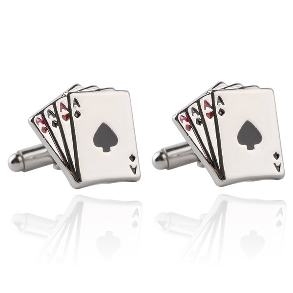 Jewellery 4A poker cufflinks male French shirt cuff links Cards Design cufflink Fashion for men's Jewelry Gift drop ship