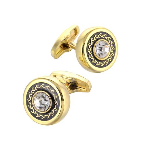 2Pieces Men Round Gold French Europe Business Cufflinks Suit Cuff Buttons Simple Plain Daily Accessories