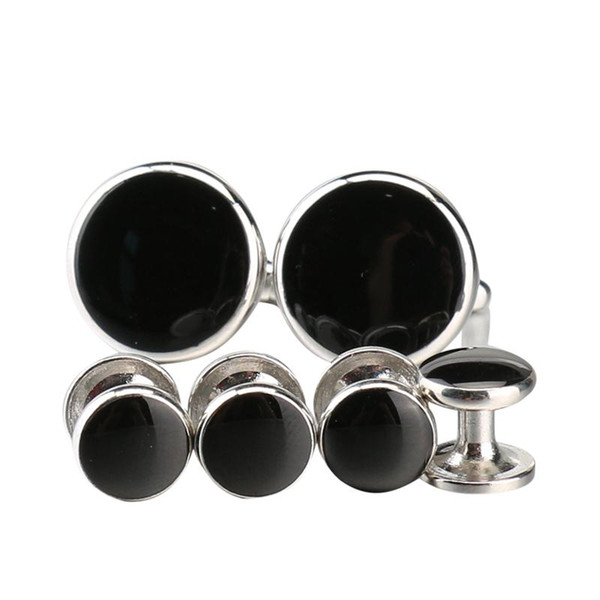 2018 Foreigntyl The New black Fashion Cufflinks and Studs Set for Men with Packing 2 pcs cufflinks & 4 pcs Studs