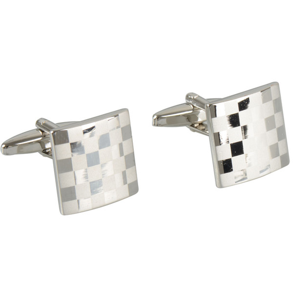 Stainless Steel Silver Mens Shirt Grid Cuff Links E00221 BARD