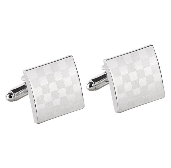 New Square Luxury Silver Cufflinks With Laser Pattern Shirt Cuff link For Men Wedding Cufflinks Free Shipping