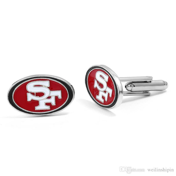 Top Grade San Francisco Football Championship Cufflinks For Mens Silver Plated Enamel 1994 Brand Cuff Buttons Cuff Link