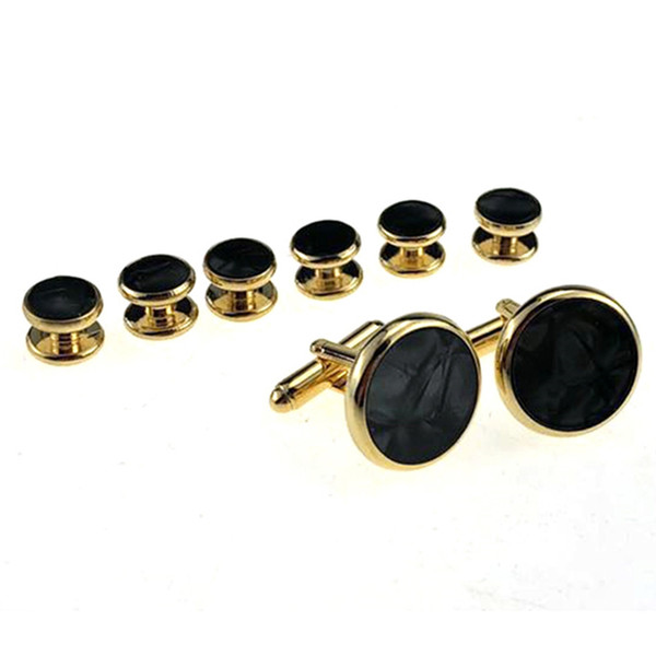 Top Quality Gold Plated Male Classical Shirt Tuxedo Cuff Links Wedding Party Buttons Cuff Links Studs Set