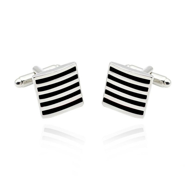 Creative Color Stripe Cufflinks For Men Simple Square Shirt Button Tacks Geometric Alloy Silver Plated Fashion Jewelry Accessories Wholesale