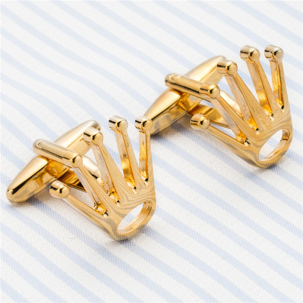 Fashion Crown Cufflinks Top Tuxedo Shirt Button Bonito Wedding Groom Laser Cuff links Perfect Quality Men Jewelry Z556