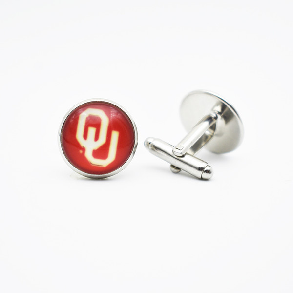 10Pair American Sports University Sport Team NCAA Oklahoma Cuff Links Jewelry Fit For Fans Men Time Gem Cufflinks Jewelry Gift