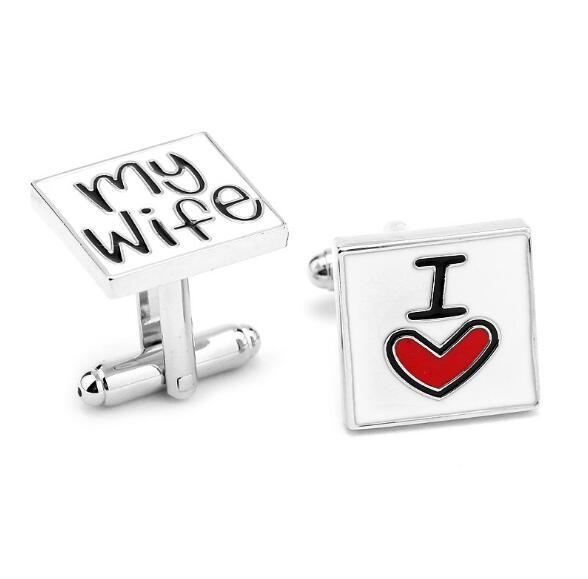 New Fashion Cufflink for men I Love My Wife Design Good Husband Cuff Link Men Shirt Charm Zinc Alloy Cufflinks Wholesale