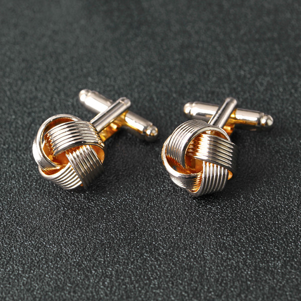 2018 Knot Cufflinks for Men Shirt Cufflinks Silver Gold Color Plated Unique Fashion Business Wedding French Cuff Links