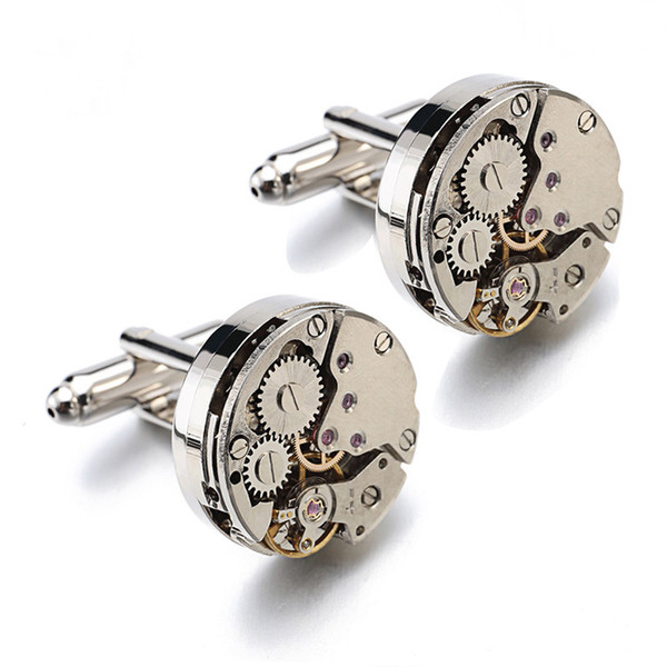 Hot Steampunk Gear Cufflinks Movement Cufflinks For Immovable Watch Mechanism Cuff Links For Mens Relojes Gemelos bijoux