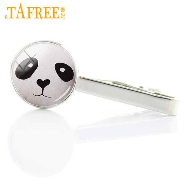 TAFREE vintage animal art dog lover charms tie clips cute bulldog puppy glass photo necktie bar pin gifts for men jewelry A91