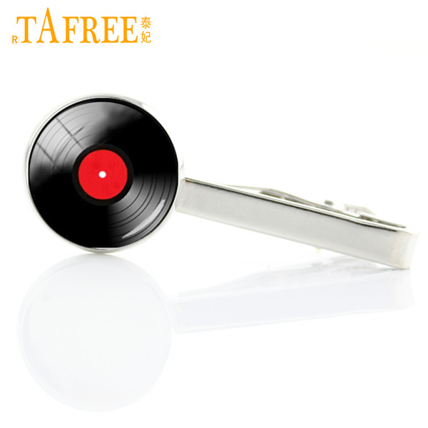 TAFREE Novelty Vinyl Records picture tie pin New Music Formal Wear Tie Clips Retro Raven Suger Skull Skeleton Necktie Clip T141