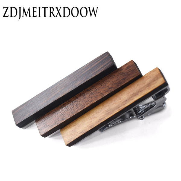 Brand new high grade wooden tie clip personality pattern printed wood tie clip alloy zebra wood