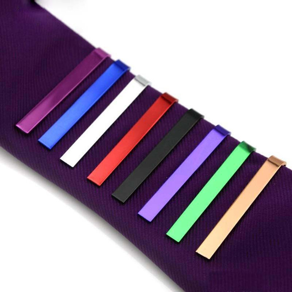 Long 4.3 CM 8 colors High quality retail short Silver Men copper Necktie Tie Bar Mens Chrome Clamp Plain Skinny Tie Clip Pins Bars