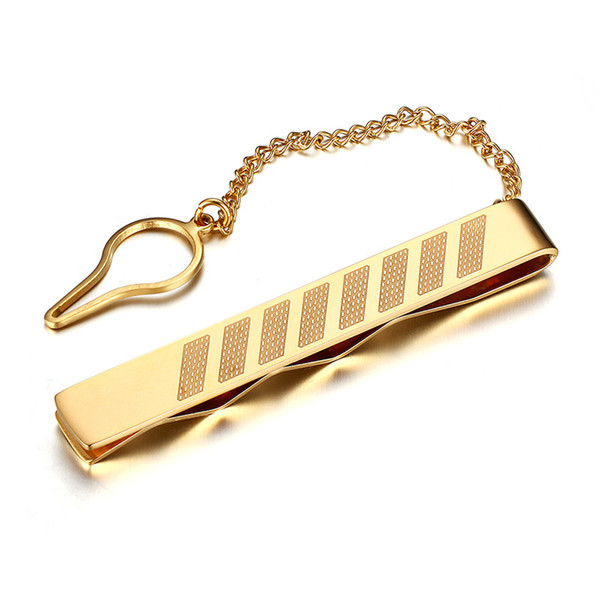 fashion and classic style Tie Clips 57mm gold plated stainless steel Tie Clips jewelry for men