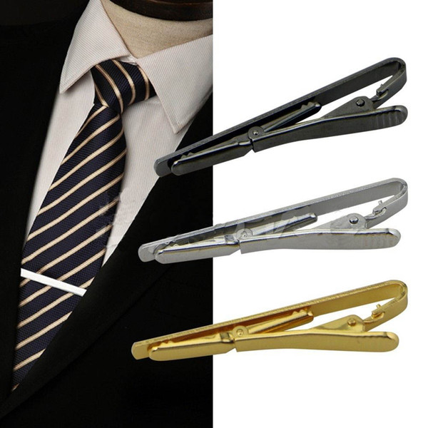 55*5mm Fashion Men Tie Clip Metal Silver Gold Simple Necktie Tie Bar Clasp Clip Clamp Pin for Men Suits Formal Wedding Necktie Pin