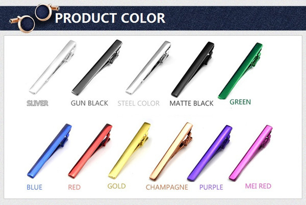 Color Tie Clip 11 Colors Tie Clip Red Blue Green Purple Black Silver Men's Tie Accessories Free Shipping D0038