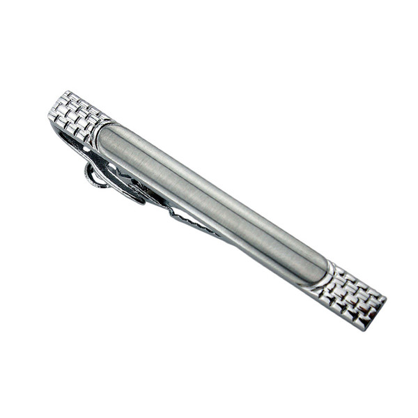 Mens Tie Clip Classic Bar Pin metal silver Plain Standard Silver Tone Laser Curve K series