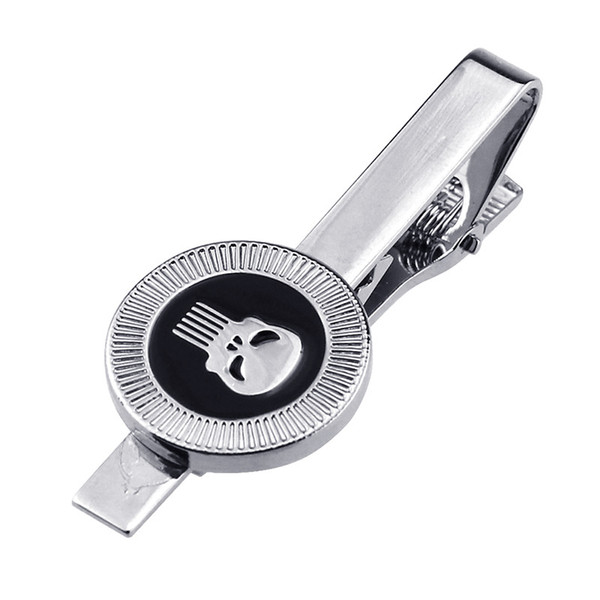 New Fashion Tie Clips Women/Men's Jewelry Tie Clips Punisher Black Metal Tie Clips Accessories