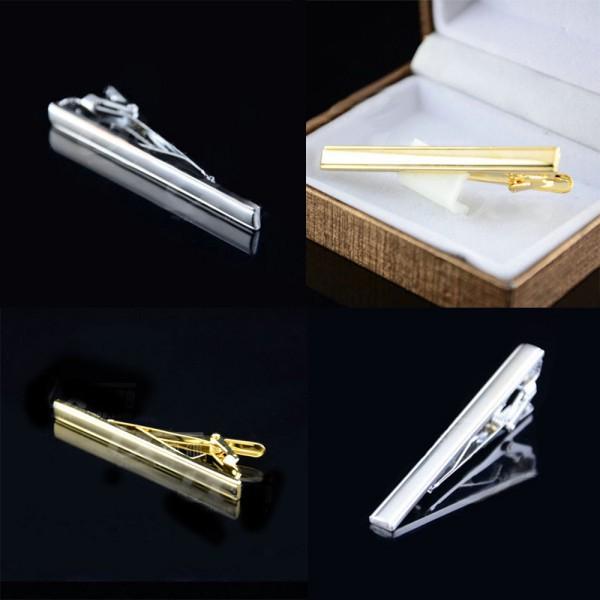 Pop Men's Gold / Silver Metal Necktie Tie Bar Clasp Formal Dress Tie Clip