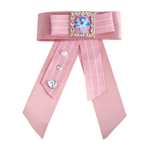 Fashion tie trend bow tie collar flower pink lady with diamond bow