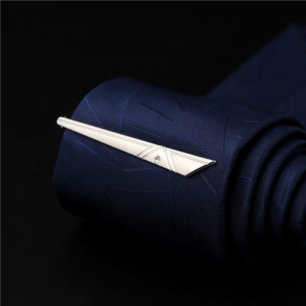 Simple silver metal professional business security groom wedding fashion simple tie clip collar pin for men only