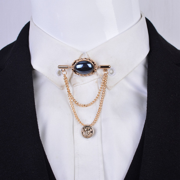 Crystal brooch tassel collar long chain brooch open shirt pin shawl buckle jewelry collar buckle wholesale for women gift