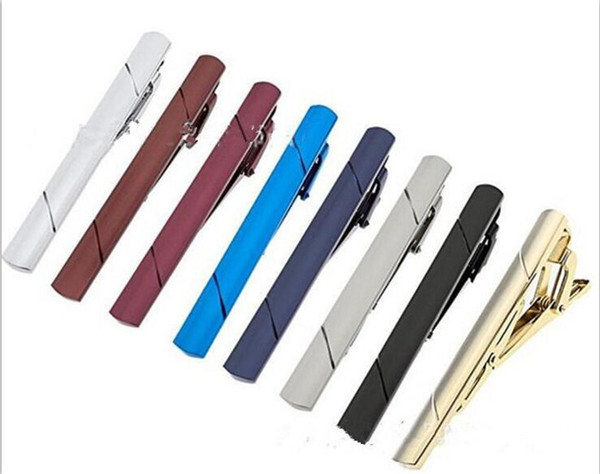 500pcs 8 colors Tie Bar Clasp Clips Clamp Pin Simple Necktie Plain Formal Black Golden Gentlemen Vintage Necktie R165