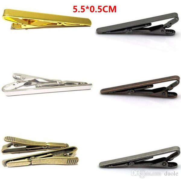 Necktie Clips 5.5*0.5cm 6 Colors Plating copper For Business man Necktie father Tie Clip mens tie clip Christmas gift