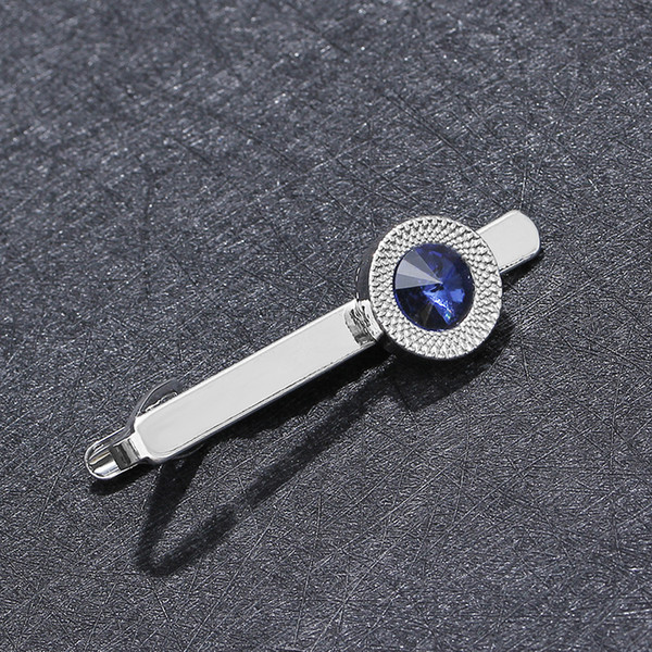 2019 Fahion Men's Tie Jewelry Fashion 925 Silver Plated Crystal Tie Clips Male Shirt Cuff Jewelry Gifts