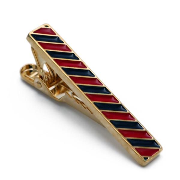 Red and Black Stripe Enamel Square Tie Clip High-end Brand Mens Suit Shirt Tie Pin Accessories Metal Striped Tie Clip Fashion Design Style