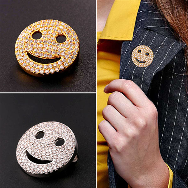 U7 Fashion New Luxury Cubic Zirconia Smile Shape Brooch Jewelry for Women/Men Gold/Platinum Plated Smile Pin Brooches Perfect Gift B2471