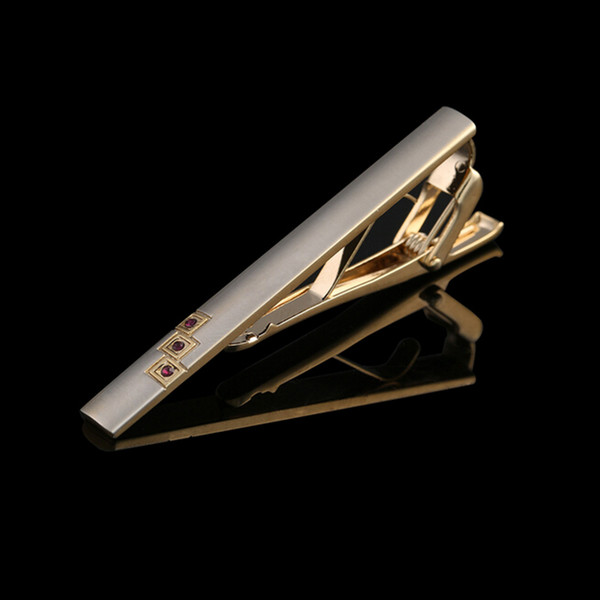 2 colors New Gold Blue Crystal Men's Tie Clip Business Diamond Shirt Tie Pins Suit Tie Clip