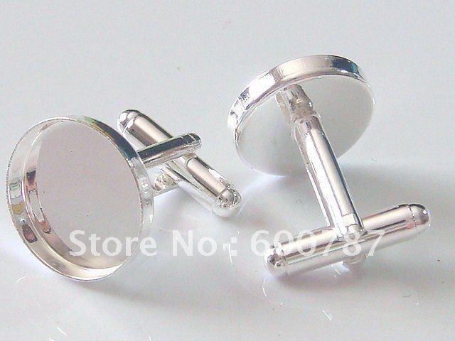 Wholesale-freeshipping, high quality sterling silver cufflink base, cufflink blank, cufflink setting: choose size 16, 18, 20, 25mm