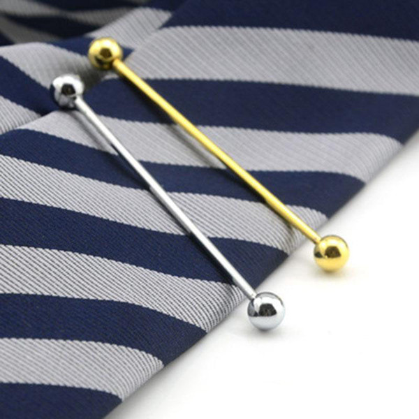 Tie Clasp Bar Collar Pin Copper Pin Men's Suits Plated Needle Collar Long Clip for Wedding