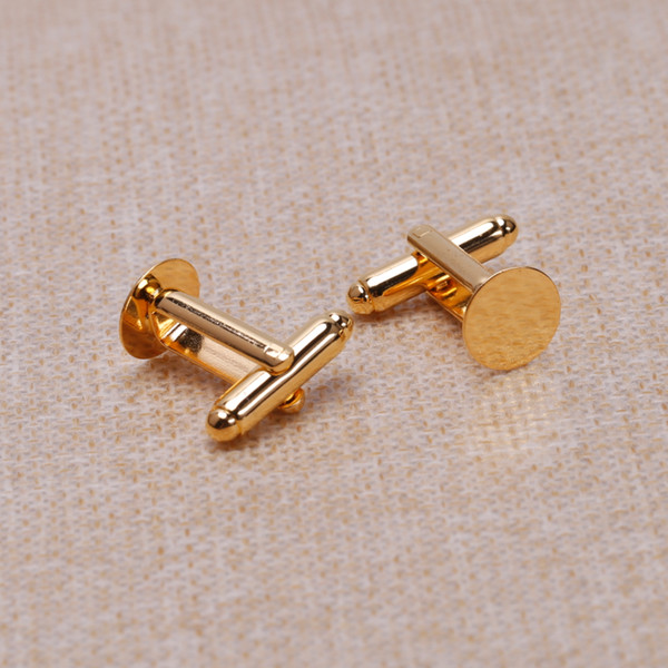 Circular clothing cufflinks cuff links metal accessories golden(8mm/10mm/12mm/15mm)