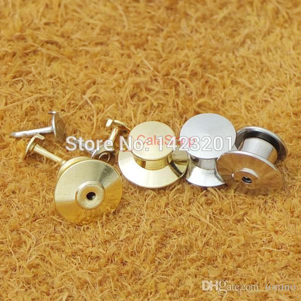 Wholesale-100 pcs Plated Locking Tie Tac Tack guard Pin Clutch Backs Brass for Rock Biker Nickel Gold choice F102