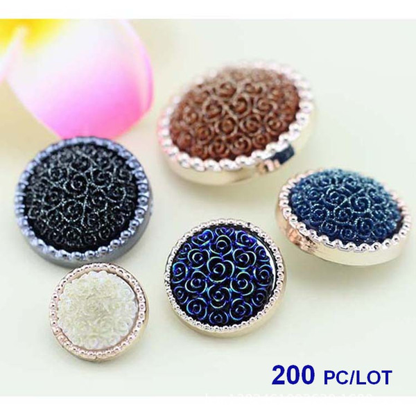 Hot wholesale Jewelry Charms Vintage Flower Diy Bracelet ring fashion accessories buttons buckles 200pcs/lot 4 Size 5 Color free shipping