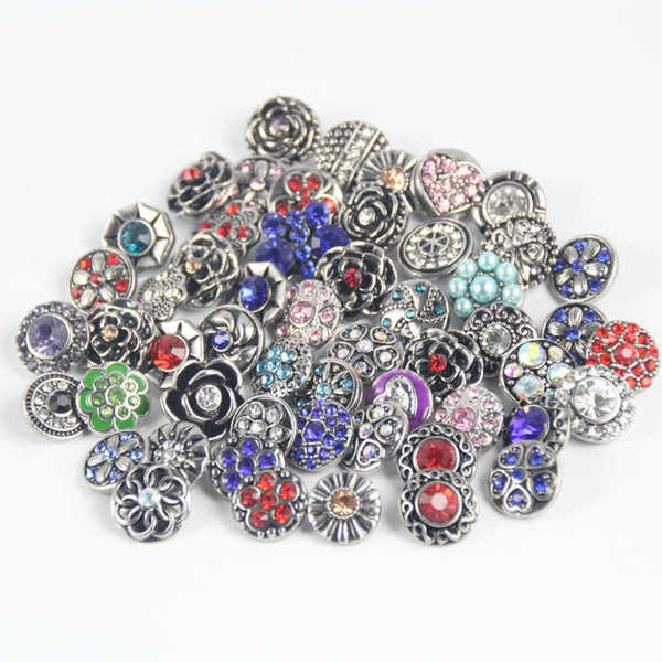 High quality Metal Snap Button,Mix Many styles 12mm,18mm, harm Rhinestone Styles Button rivca Snaps Jewelry NOOSA chunk