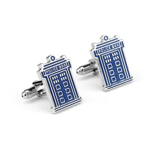 Mosu Movie Doctor Who House Cuff links Blue Enamel POLICE BOX Cufflinks For Mens Cuff Buttons Wholesale Fashion Cuff Links