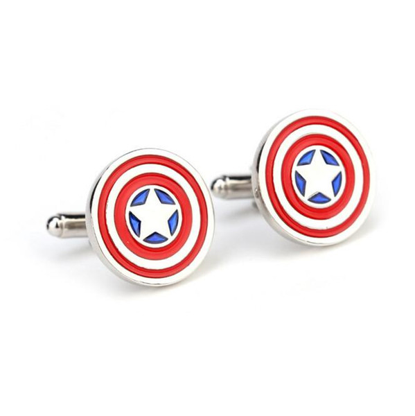 High Quality Superhero Captain America Shirt Cufflink For Mens Cuff Buttons Fashion Enamel Cuff Link