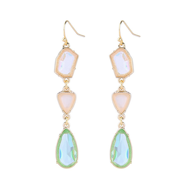 blingbling brand Clear green earrings Alloy gemstone crystal drop lady earrings simple all-matching fashion cross-border jewelry