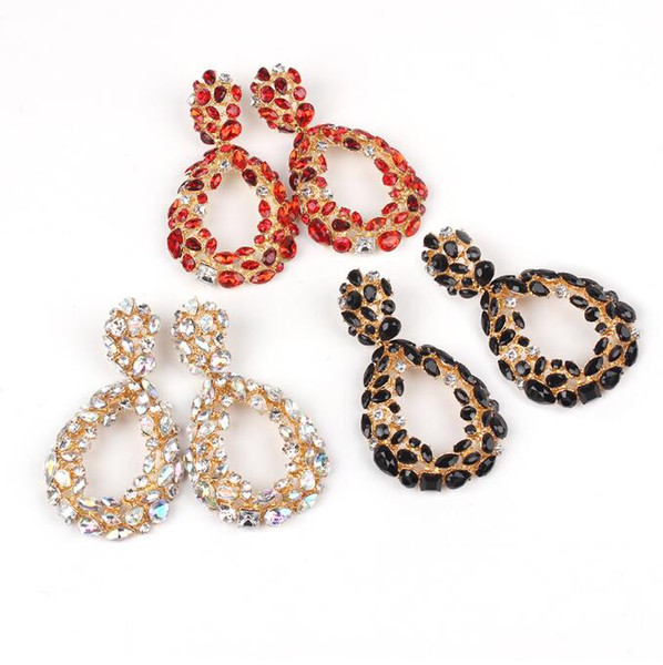 blingbling jewely cheap wholesale 3 color Sparkle shine diamond hollowed-out ring ornaments drop earrings sparkle earrings