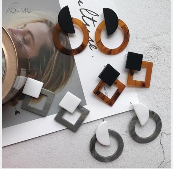 blingbling Cheap Creative style popular jewelry simple fashion personality delicate geometry acetic acid plate earrings wholesale women