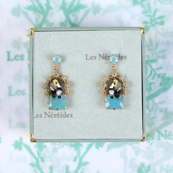 Les BSL nereides Parisian lovers sapphire lover Eiffel Tower enamel colored earrings