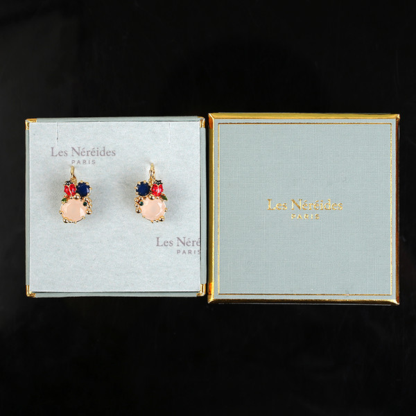 Les bsl nereides garden ladybug powder spar blue jade earring female enamel insect earring