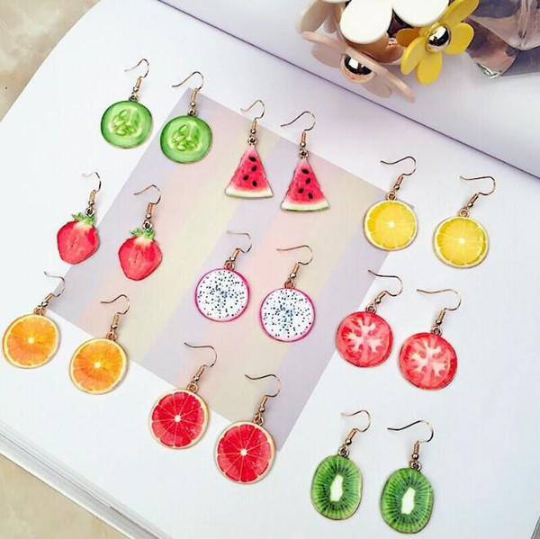 Personalized Drop Enamel Slice Fruit Earrings Earring Fruit Shaped Jewelry Creative Designers Dangles YOUR FASHION YOUR STYLE