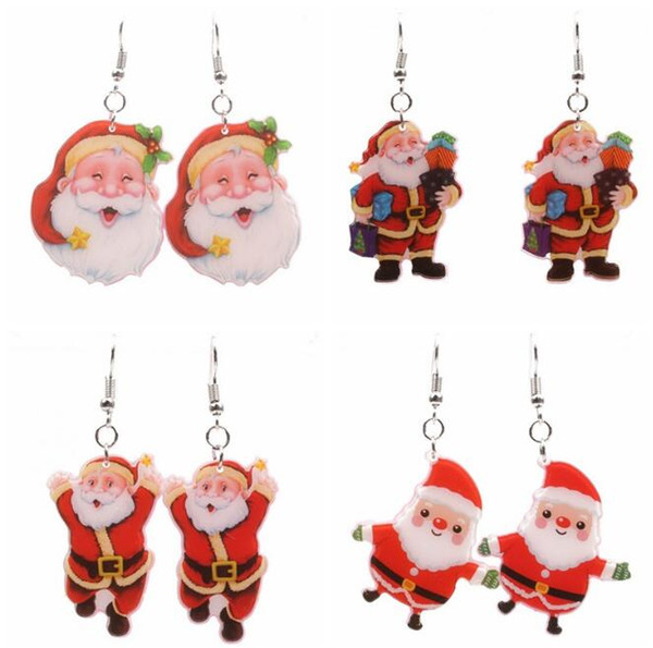 2019 Latest Design Acrylic Christmas Santa Claus Earrings Christmas Earring Accessories 15 Styles Available Free Shiping