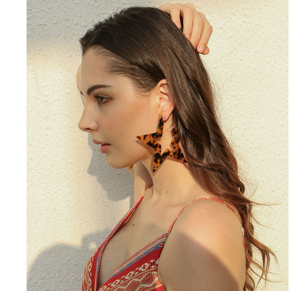New Geometry Asymmetry Five-pointed Star Acrylic Drop Earrings For Women Gifts Fashion Jewelry Accessories